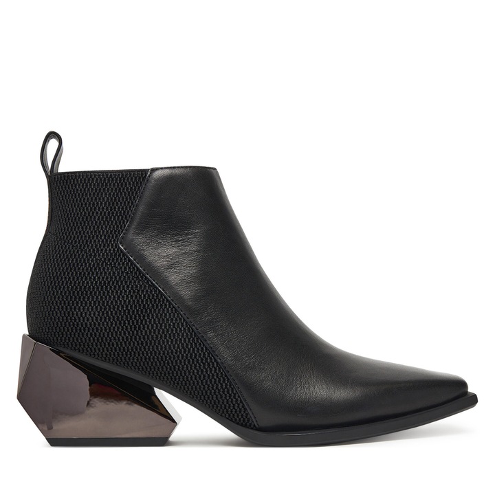 Ghete dama United Nude Ricky Mid, piele naturala, negru