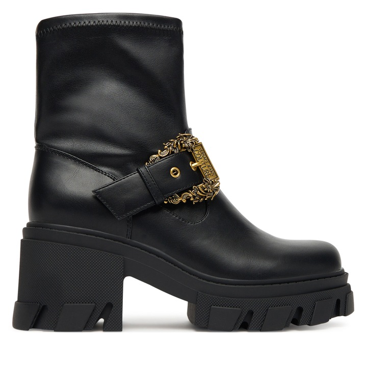 Botine femei, Versace Jeans Couture, piele ecologica, negru, 35 EU