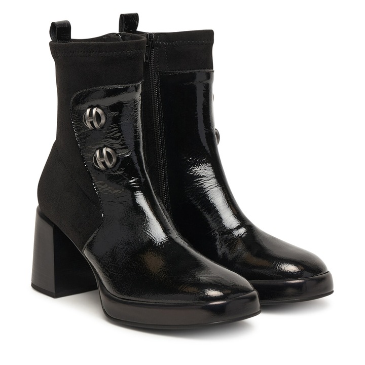 Botine dama HI254228, Hispanitas, Piele naturala, Negru