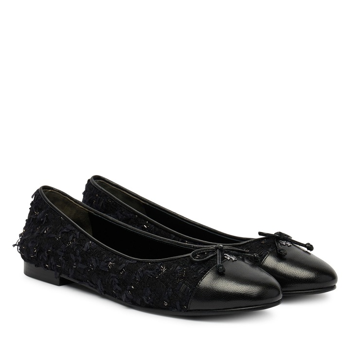 Balerini dama, Tory Burch, textil, negru/bleumarin