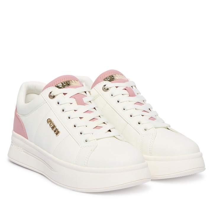 Дамски кецове Guess WHIPI FLFWLL ELE12, естествена кожа, бял/розов