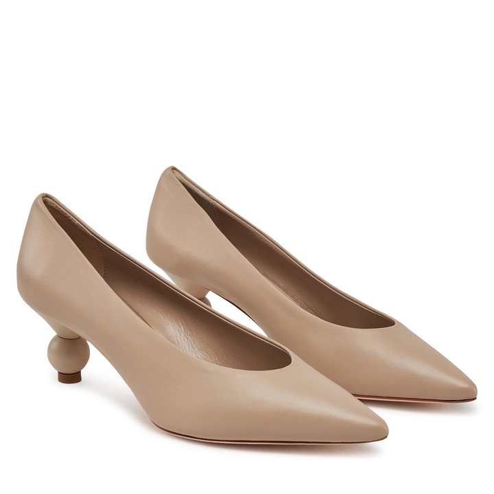 Pantofi dama, Weekend Max Mara, cu toc, piele naturala, culoare Sand