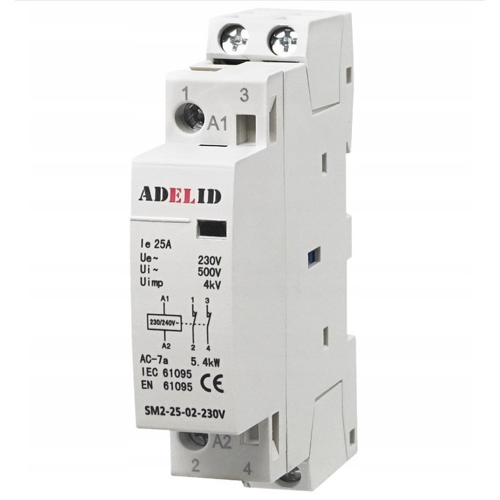 Contactor modular ADELID 25-02 230V 25A 1P 2NC, 2NC, 17,5mm, IP20