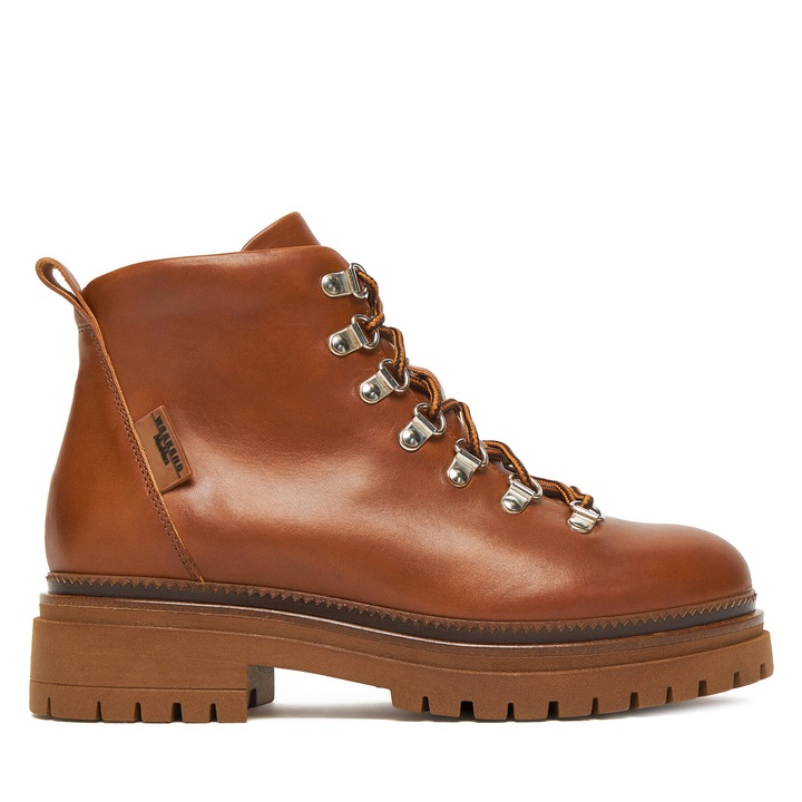 Női bokacsizma Weekend Max Mara, valódi bőr, barna