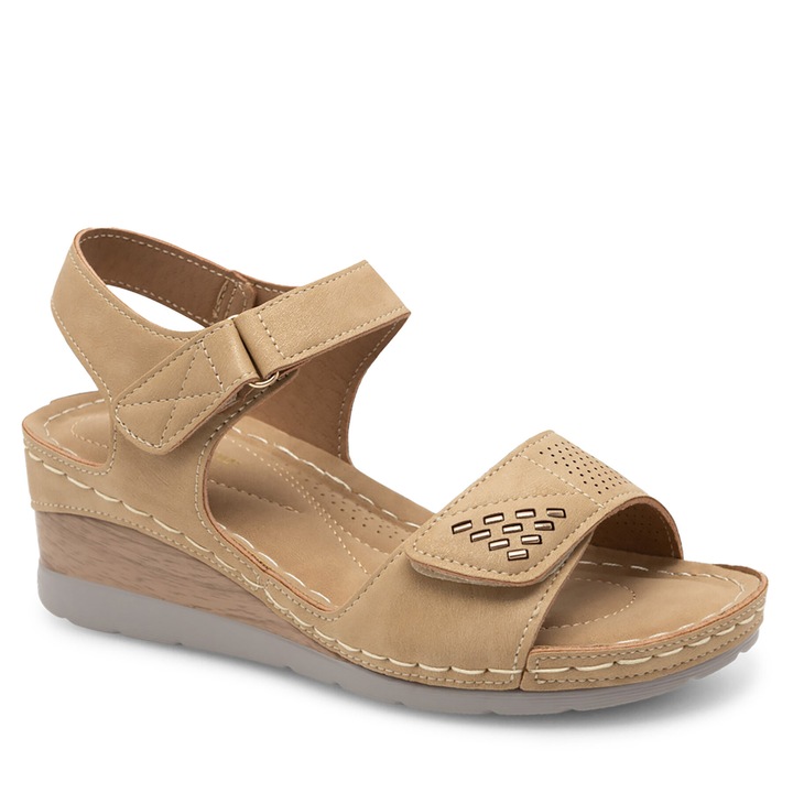 Sandale dama Clara Barson, bej, piele ecologica, 42 EU