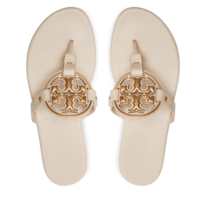 Slapi dama Tory Burch 101 Miller, piele naturala, crem/aurie, 36 EU