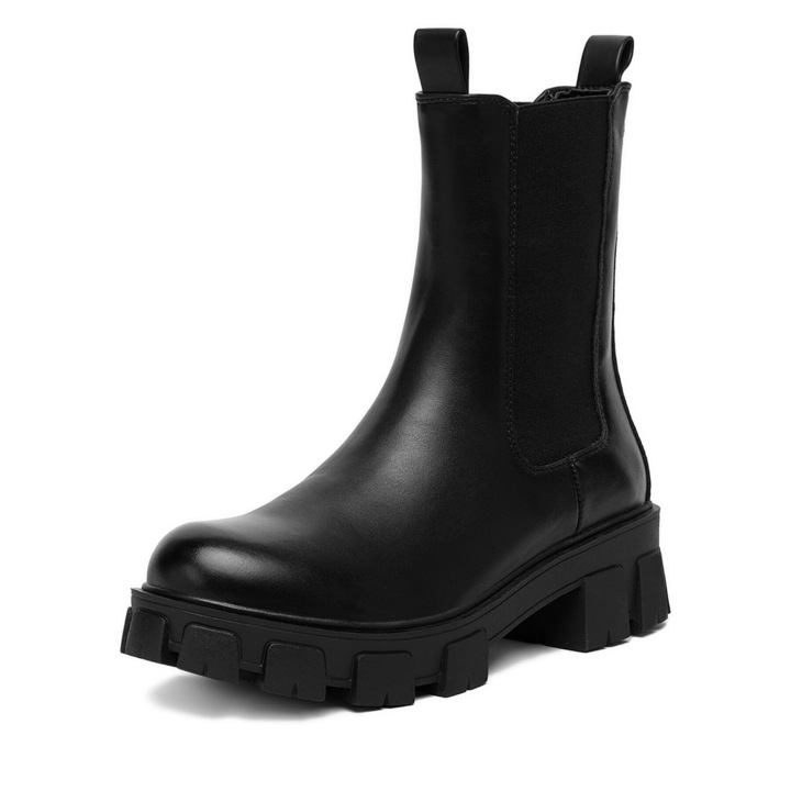 Botine dama 12837-22, DeeZee, Textil, Negru