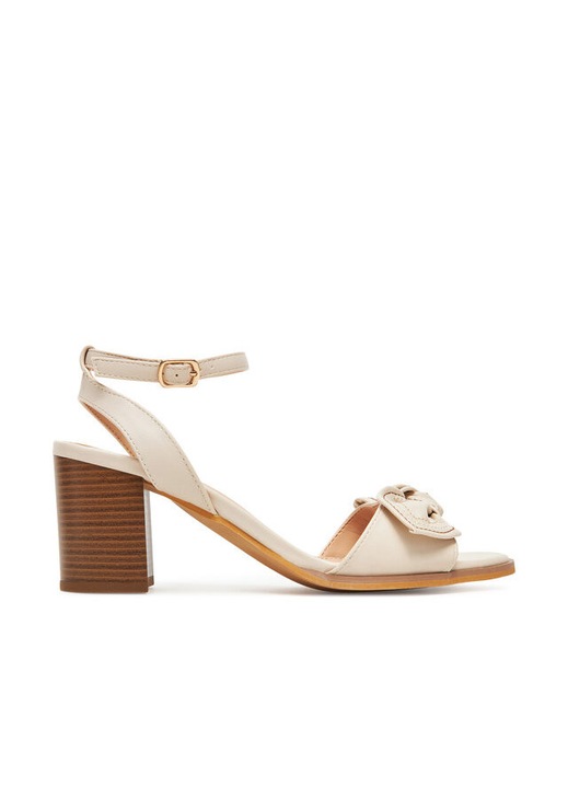 Sandale cu toc dama Clara Barson, ecru