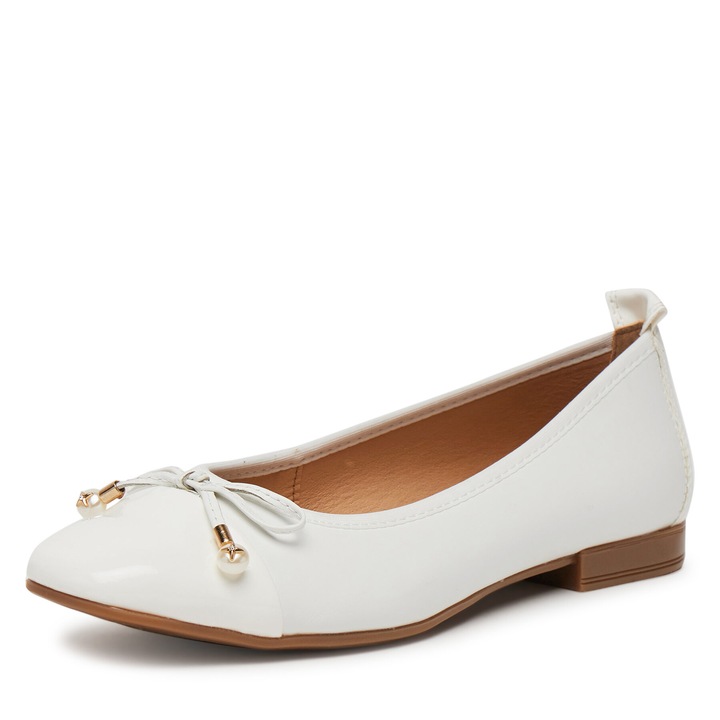 Balerini dama, Lasocki, piele naturala, alb, elegant, confortabil, 39 EU