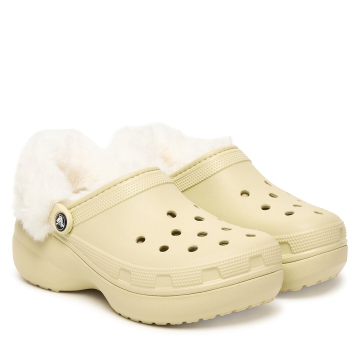 Papuci dama Crocs Classic Platform Fuzz