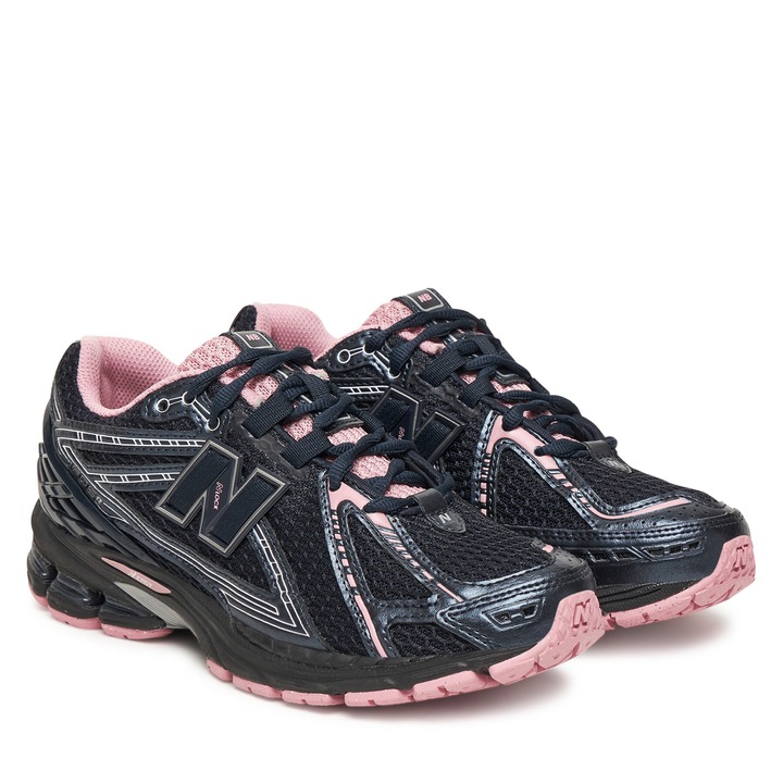 Pantofi copii, New Balance, unisex, piele ecologica si plasa, albastru roz