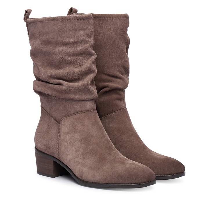 Botine dama, Tamaris, piele naturala, maro, 41 EU