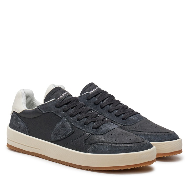 Tenisi barbati Philippe Model, bleumarin, piele naturala, Noir West Mixage, 40 EU