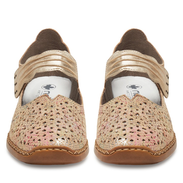 Női espadrille, Rieker, félcipő, természetes bőr, bézs, 41 EU