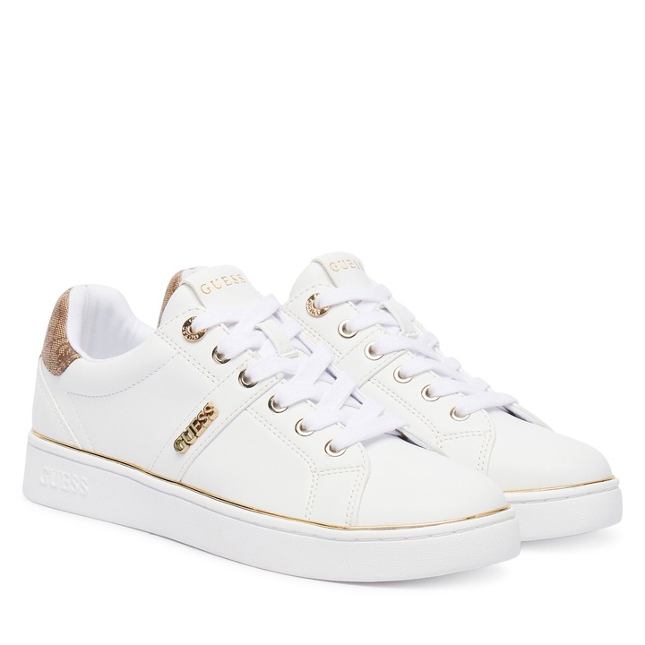 Tenisi dama Guess FLFBTZ ELE12, piele ecologica, alb