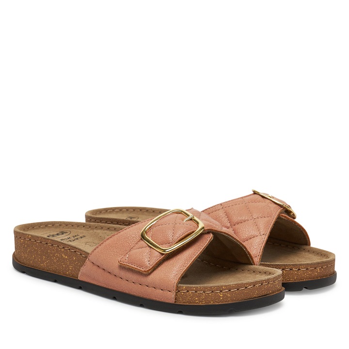 Slapi dama Scholl, model Bora Mule, roz antic, piele ecologica