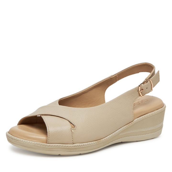 Sandale dama, Go Soft, bej, piele naturala, Bej