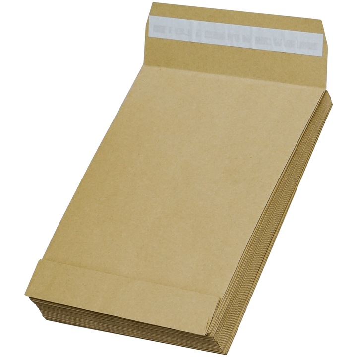 Plic B4 maro cu burduf 5 cm lipire siliconica set 25 buc Adison