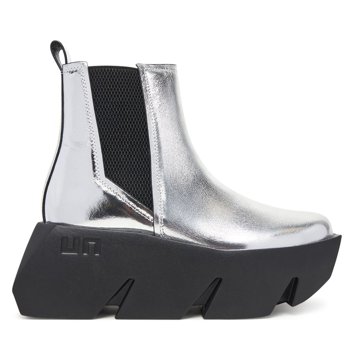 Ghete dama, United Nude, piele naturala, argintiu