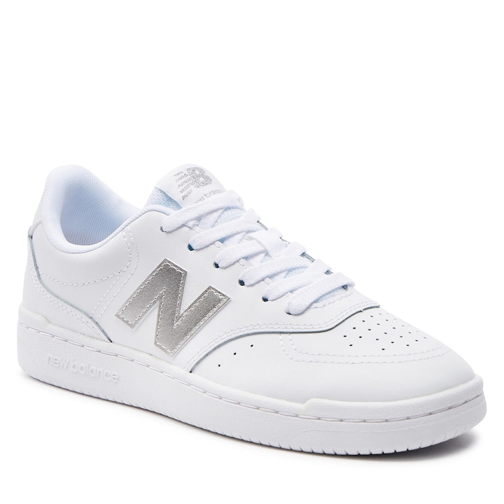 Tenisi dama New Balance BBW80WMS, alb/argintiu, piele ecologica, 41.5 EU
