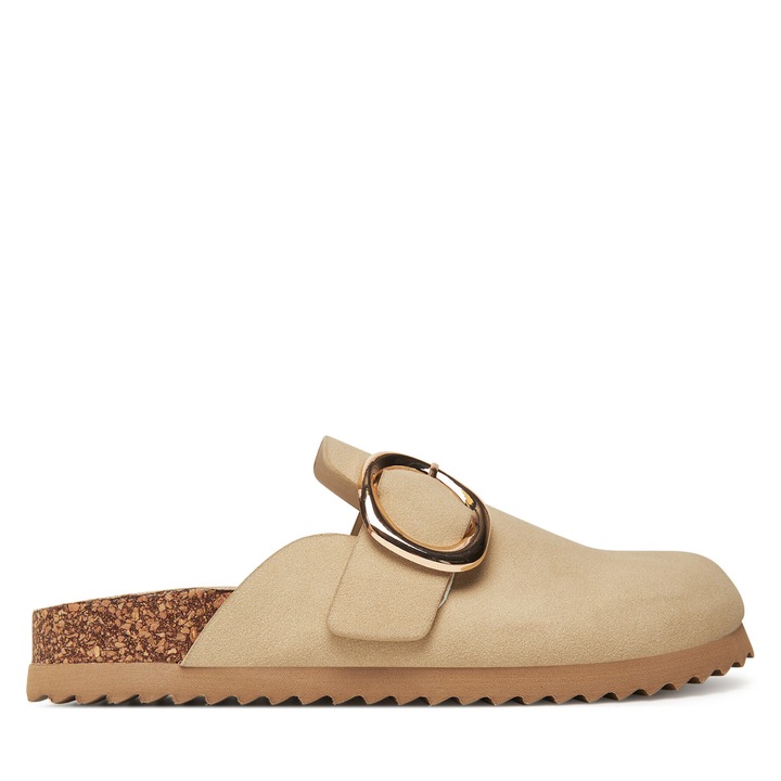 Papuci dama, DeeZee, sintetic, bej, 41 EU