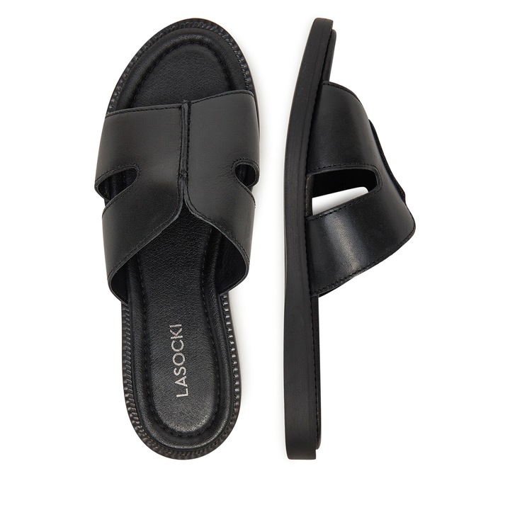Дамски чехли Slapi, Lasocki, от естествена кожа, черен цвят, 37 EU