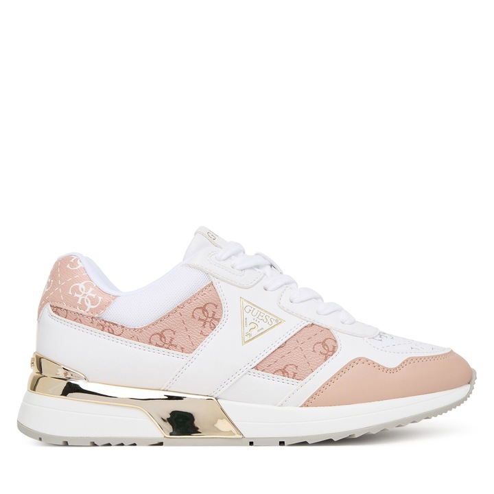 Дамски кецове Guess, FLFMIC ELE12, екологична кожа, бял/розов