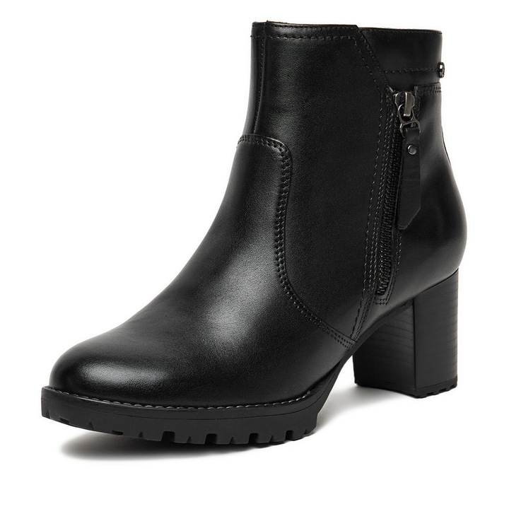 Botine dama, Lasocki, piele naturala, negru, CEO-WB-LETICIA-01, Negru