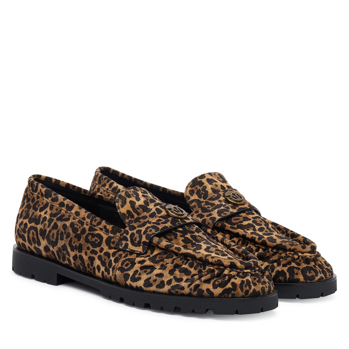 Mocasini dama Pinko, piele naturala, Negru/Maro