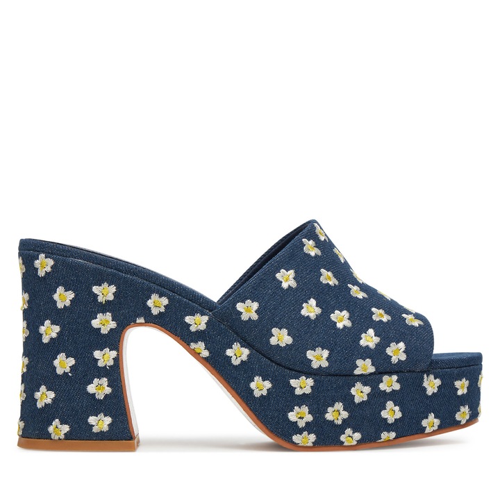 Papuci cu toc dama, DeeZee, model 6103-3, bleumarin, 38 EU