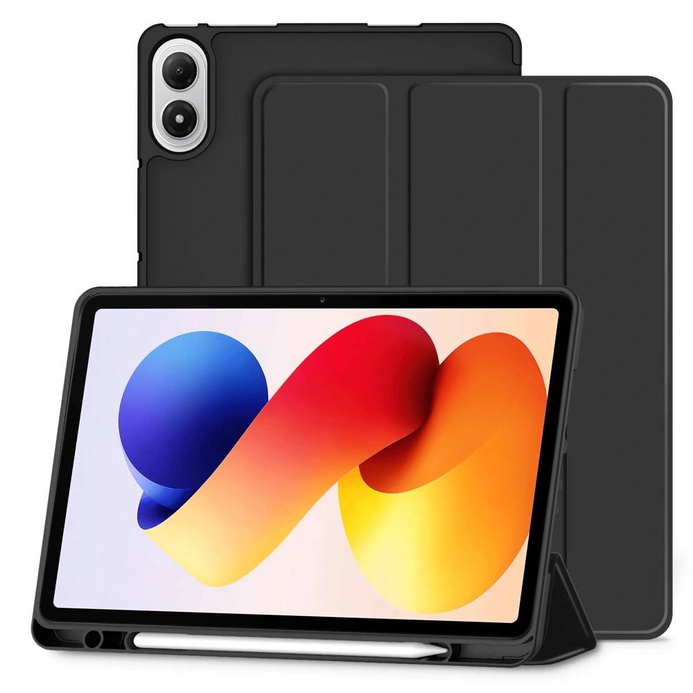 Husa pentru Xiaomi Redmi Pad 2 Pro Soft Shell Light & Slim cu functie wake-up/sleep si compartiment pentru stylus, tip stand, negru mat