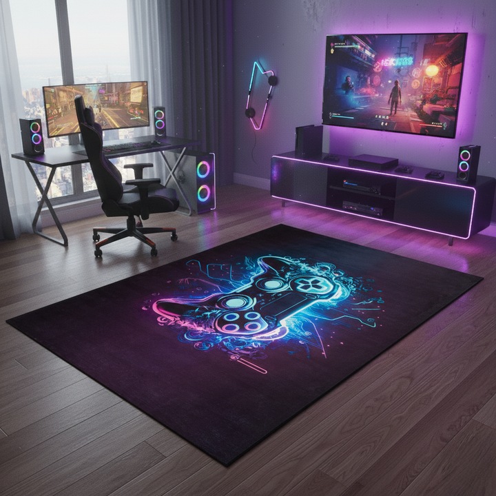 Covor, Tapiso, Dove Print Cosmo Game, 200 x 300 cm, Multicolor, Inaltime Fir 7 mm, OEKO-TEX, Pentru Living, Camera Copiilor, Rezistent La UV, Rezistent La Pete, Lavabil, Usor de curatat, Rezistent La Intemperii, Impermeabil