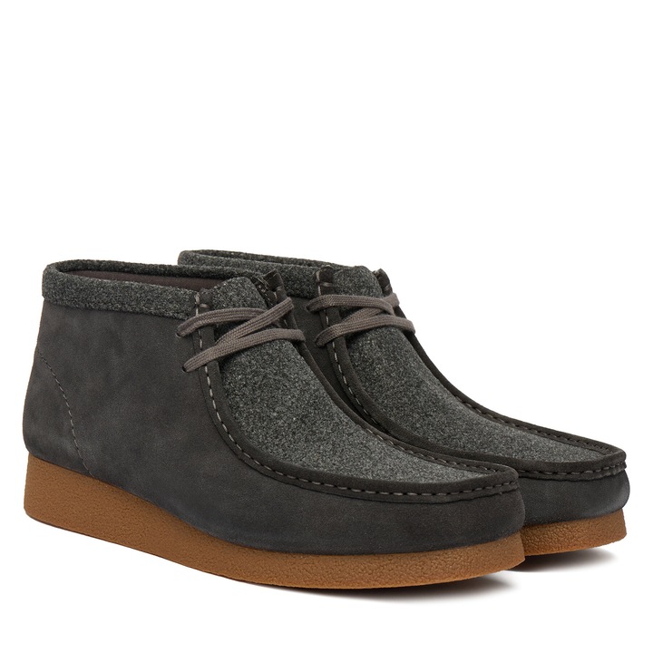 Férfi bakancs, Clarks, WallabeeEVO BT 26183, természetes bőr, sötétszürke