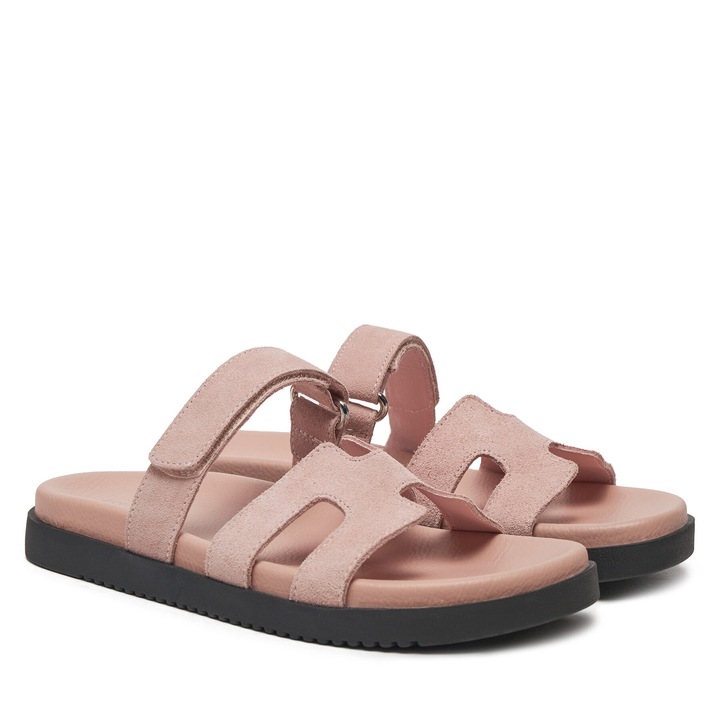 Papuci dama, DeeZee, roz, piele naturala