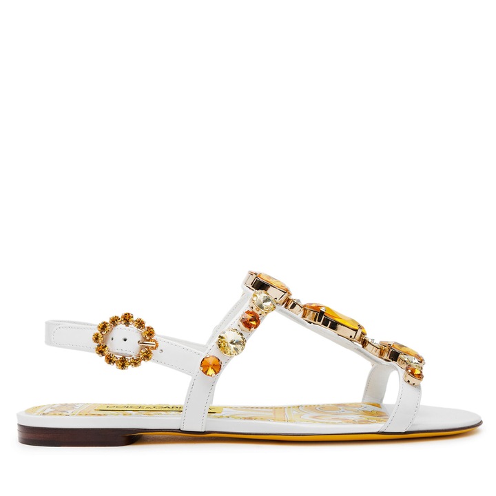 Sandale dama, Dolce Gabbana, piele naturala, model 8V135, alb, 37 EU