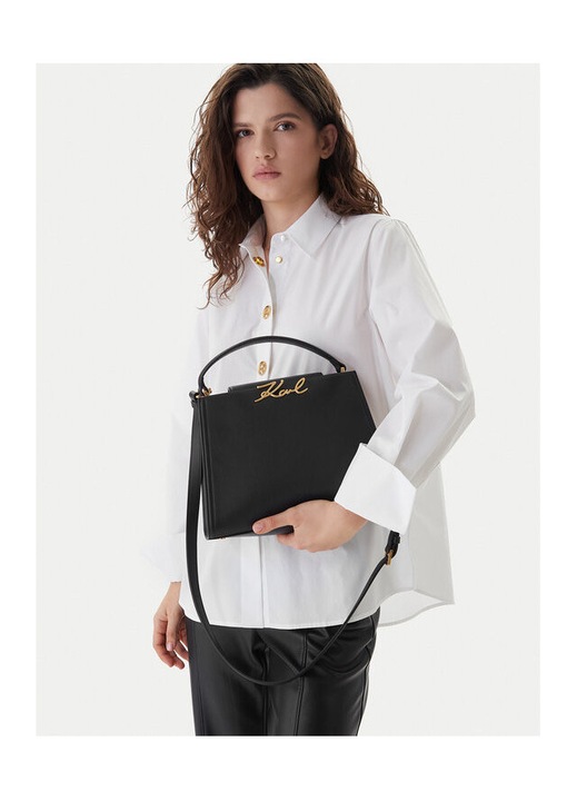 Karl Lagerfeld női táska, fekete/arany, természetes bőrből, 992-es modell