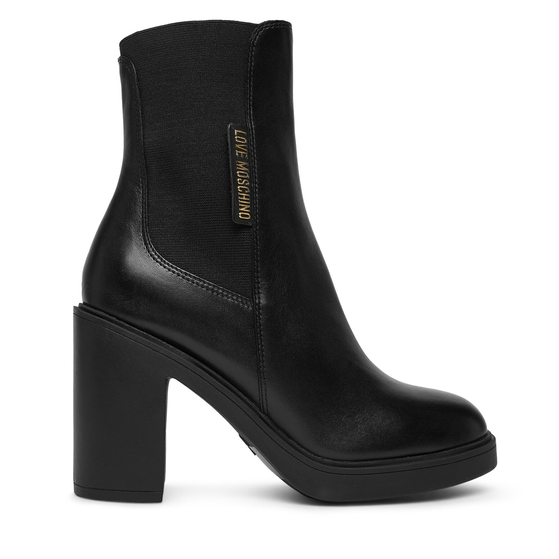 Love Moschino, Botine fara inchidere cu detaliu logo, Negru, 36