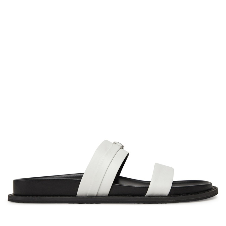 Slapi dama, Michael Michael Kors, Optic White, piele naturala, model Mandy Flat Sandal