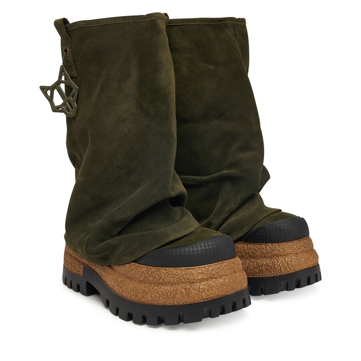 Ghete dama, Naked Wolfe, piele naturala, Verde