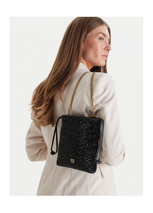 Pinko női táska, Black Z99Q modell, fekete színű, slouchy stílusú.