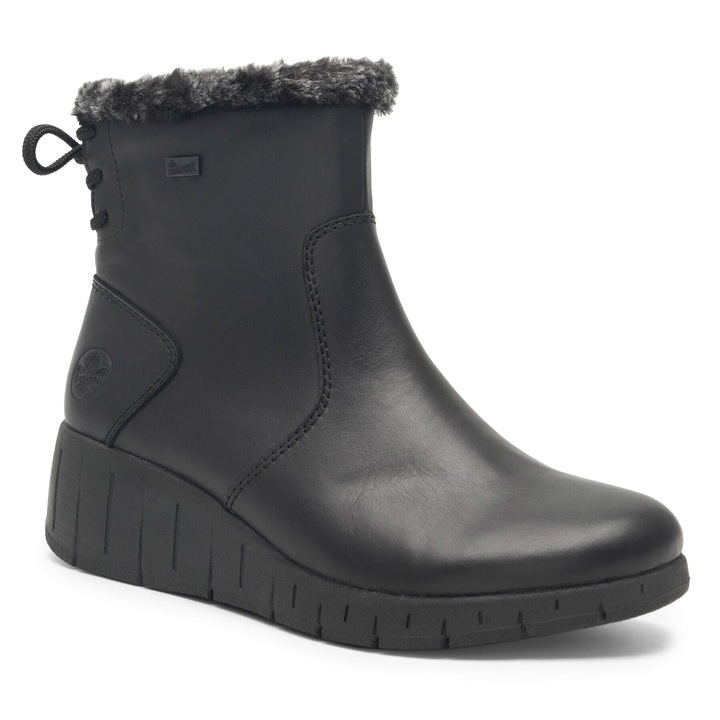 Ghete dama Rieker din piele naturala, Negru, 42