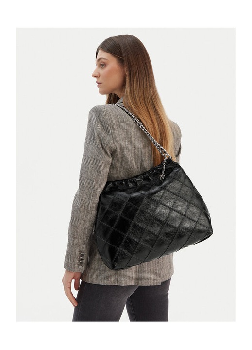 Дамска чанта Tory Burch Black 001 Fleming Soft Distres, естествена кожа, черен цвят