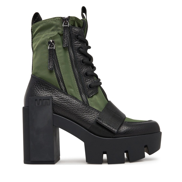 Ghete dama United Nude Combat Grip Combat Mid 1096, verde, piele naturala