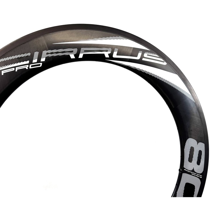 Janta roti bicicleta FORZA 4ZA Carbon T80 24H, 80mm inaltime, 25mm latime, neagra cu alb