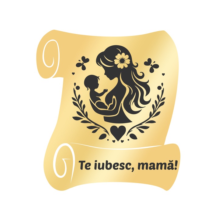 Martisor Brosa Inox Placat Aur 18K Scrisoare Te Iubesc Mama
