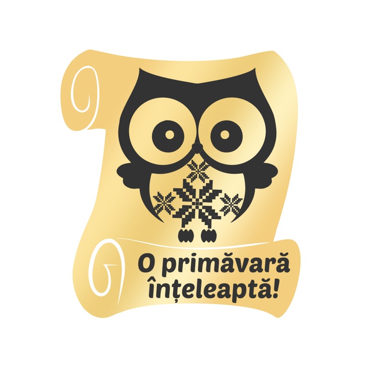 Martisor Brosa Inox Placat Aur 18K Scrisoare Bufnita Motive Traditionale