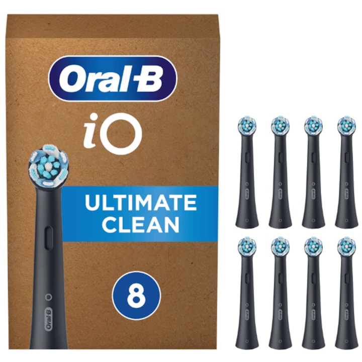 Capete de schimb pentru periuta electrica Oral-B iO Ultimate Clean, 8 bucati, negru