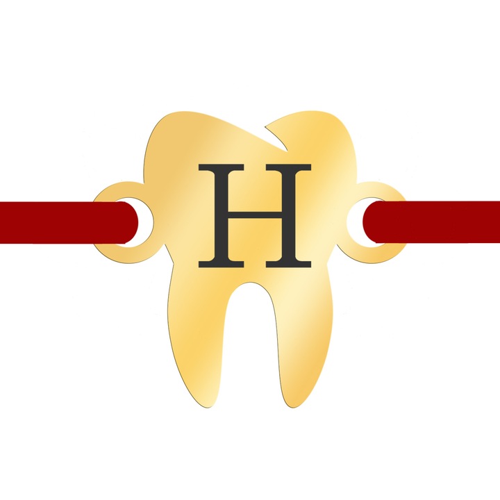 Martisor Bratara Inox Placat Aur 18K Dintisor Stomatolog Initiala H