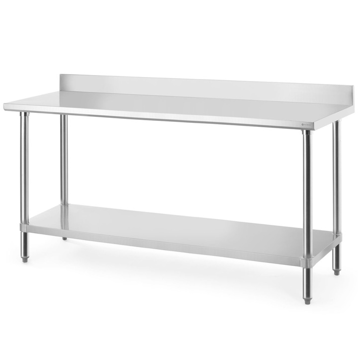 Masa de lucru, HENDI, cu polita, 180x60x95cm, din inox, capacitate 130kg, cu picioare reglabile