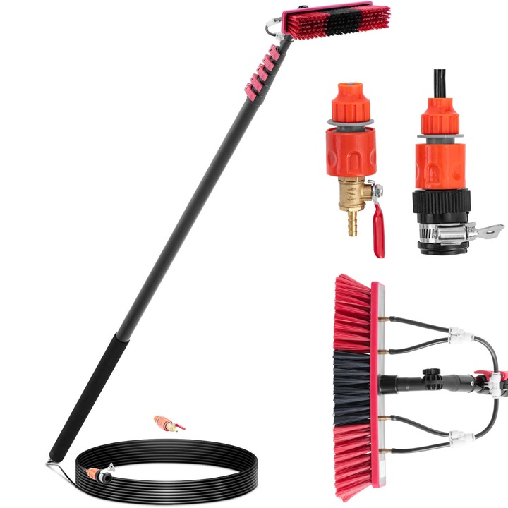 Sistem de curatare cu perie telescopica Ulsonix, lungime 8.9m, pentru feronerie si panouri solare, cu racord pentru furtun